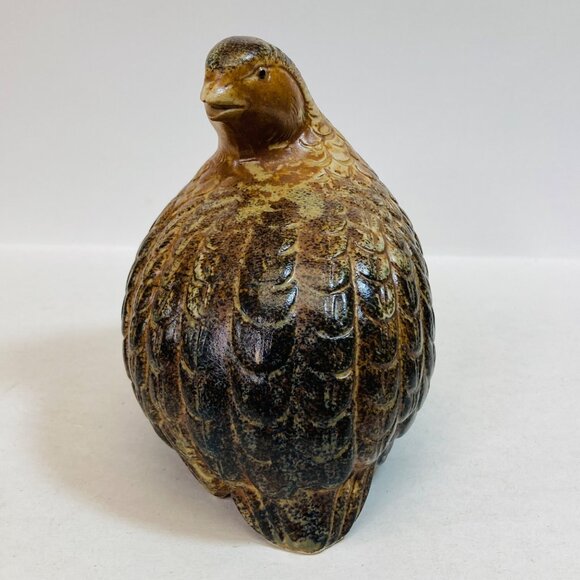 Quail Figurine MCM Vintage Ceramic Pottery Browns Japan as is 5.5 x 5 Bird - Picture 2 of 11